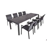 GARTEN-SITZGRUPPE Hauke 9-teilig Gartenmöbel-Set - Grau, Kunststoff - DELUKE