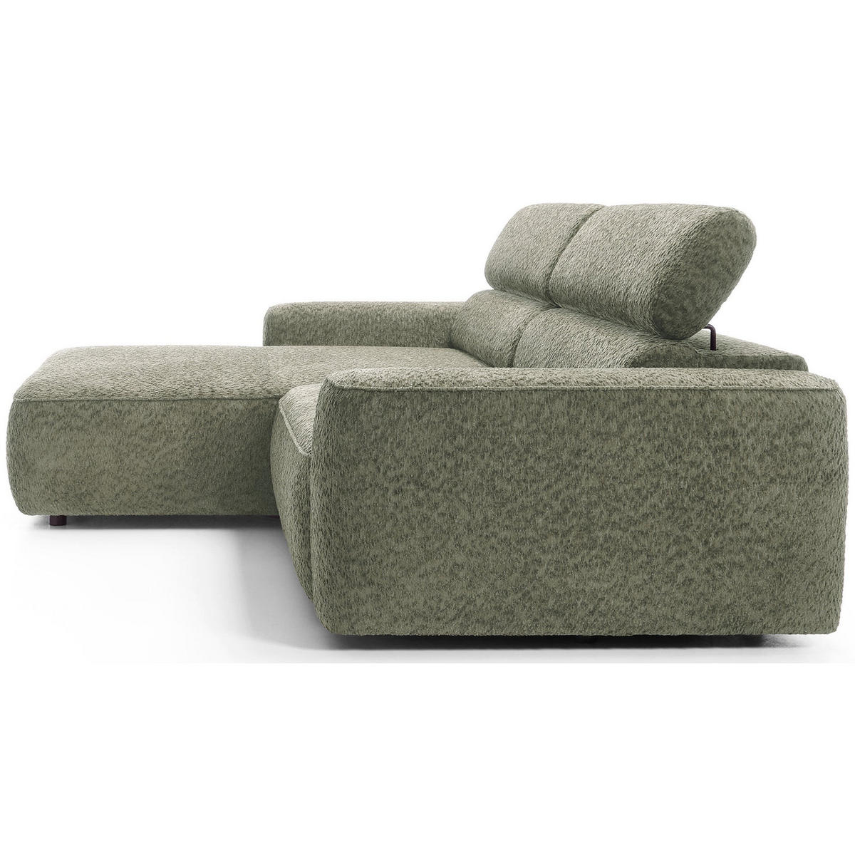 ROHOVÁ pohovka Fando s elektricky výsuvným sedákem, šalvějový ženil, levá - černá/světle zelená, textil/plast (252/182cm) - Selsey