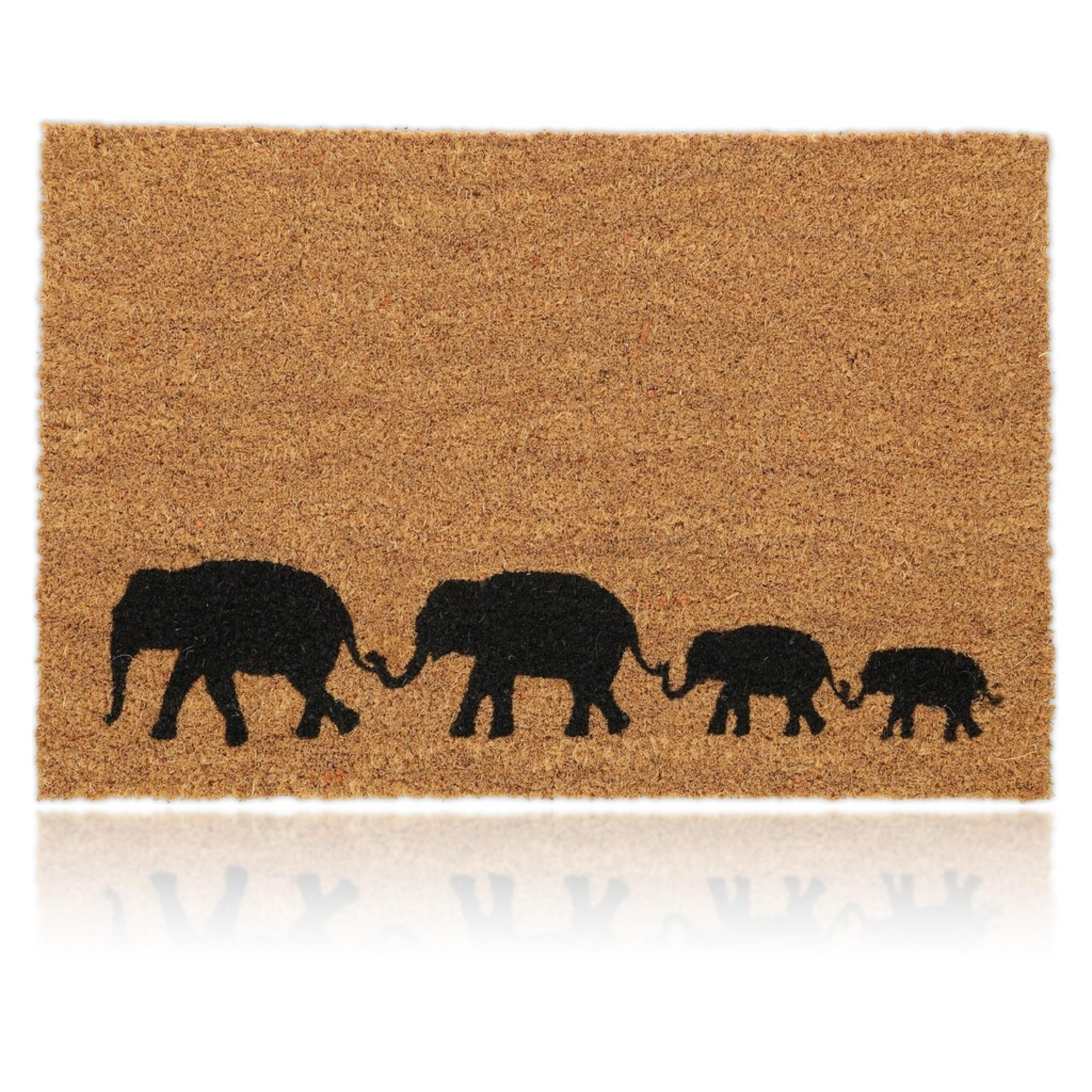 PREȘ Natural Negru fibră de cocos elefanți 60x40 cm