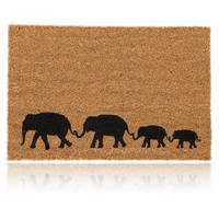 FUSSMATTE Natur Schwarz Kokosfaser Elefantenmotiv - Hellbraun, Kunststoff/Textil (60/40cm) - Relaxdays