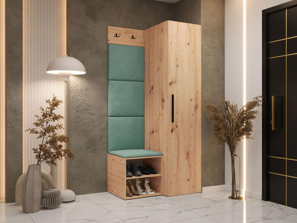 GARDEROBEN-SET Medi III - Schwarz/Eiche Artisan, Holzwerkstoff/Kunststoff (40/191/50cm) - MIRJAN24