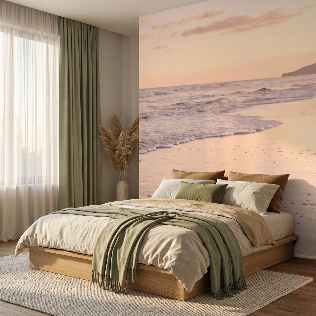 TAPETE - Strand - Brandung - Wolken - 240x280 cm - Hellrosa, Papier (240/280cm) - OnlyWow