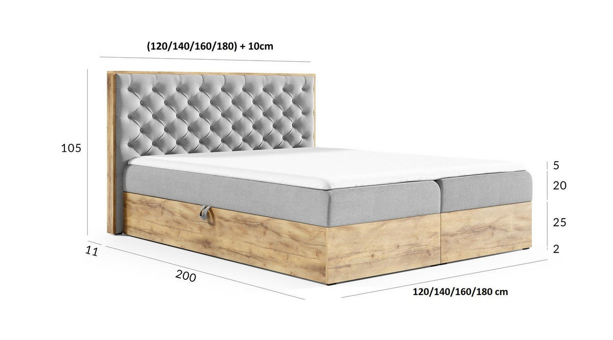 BOXBETT Diona Faro - Rosa, Holzwerkstoff/Textil (160/200cm) - Fun Möbel
