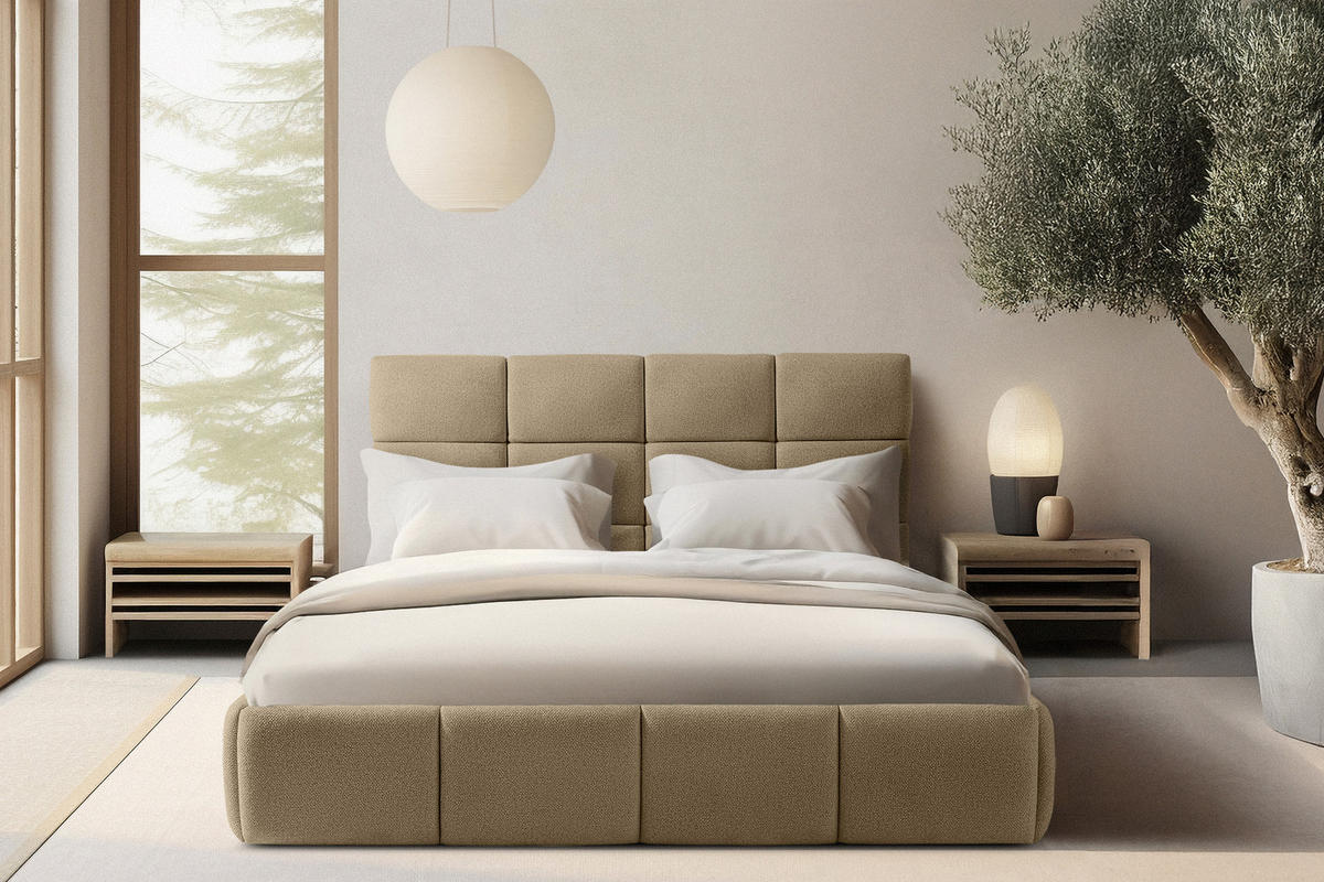 POLSTERBETT ALTOS Bouclé, gelb - Gelb, Holz/Holzwerkstoff (160/200cm) - KONSIMO®