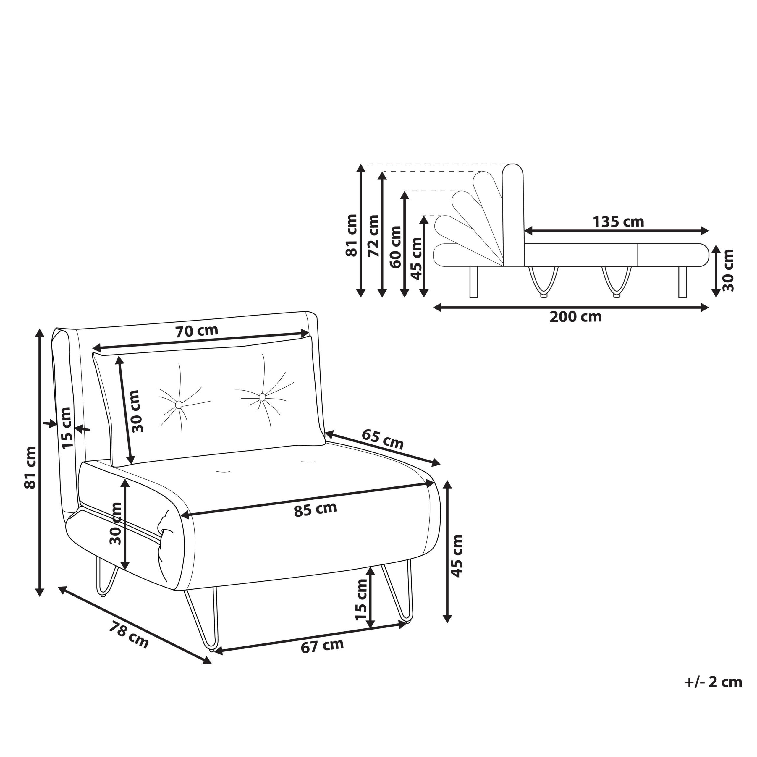 Thumbnail - Beliani Schlafsofa, Schwarz, Textil, 1-Sitzer, 85x81x78 cm, Wohnzimmer, Sofas & Couches, Schlafsofas