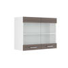 KÜCHENGLASSCHRANK R-Line Grau 80 cm - Weiß/Braun, Holzwerkstoff (80/60/31cm) - Vicco