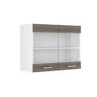 KÜCHENGLASSCHRANK R-Line Grau 80 cm - Weiß/Braun, Holzwerkstoff (80/60/31cm) - Vicco