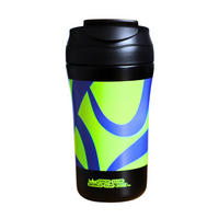 THERMOSFLASCHE 293 Schwarz, 400 ml, Edelstahl, Isolierflasche, Trinkflasche, Thermobecher, Heiß Kalt, Coffee To Go, Reisebecher, Sport, Büro - Schwarz/Grün, Kunststoff/Metall (0.4L) - JUNG