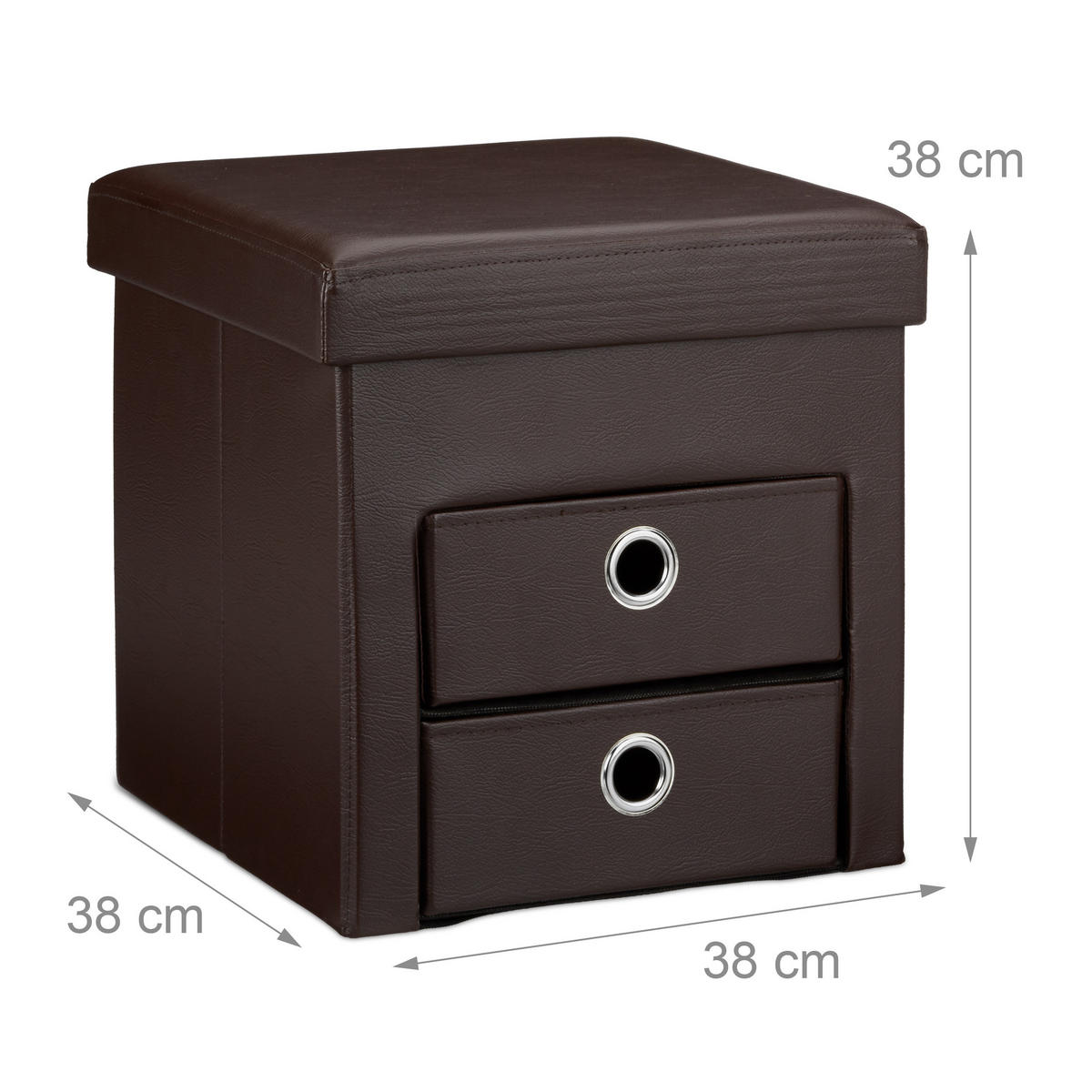 SITZHOCKER - Dunkelbraun, Holzwerkstoff/Kunststoff (38/38/38cm) - Relaxdays