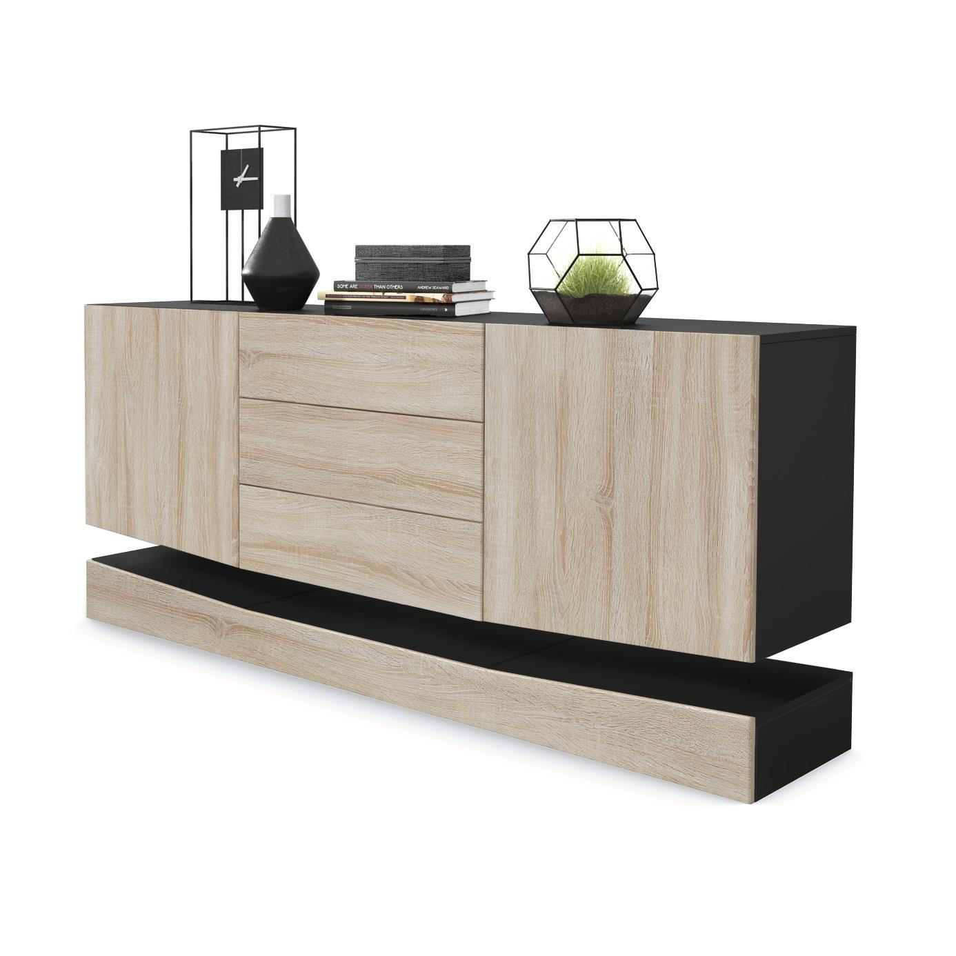 SIDEBOARD City Fronten in Eiche sägerau - Eiche San Remo, Holzwerkstoff (178/82/39cm) - Vladon