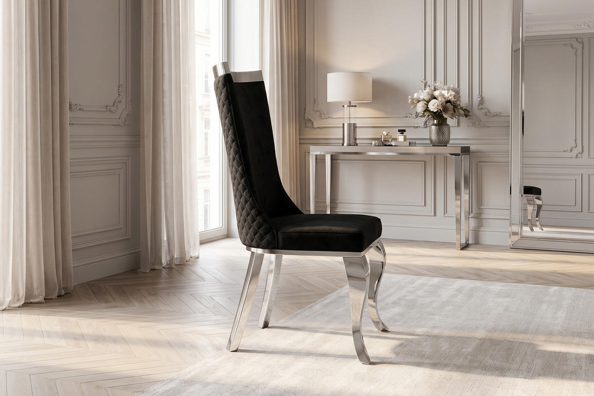 ESSZIMMERSTUHL SELENA Schwarz Velvet (1er-Set) - Schwarz, Textil (54/109/64cm) - KAWOLA