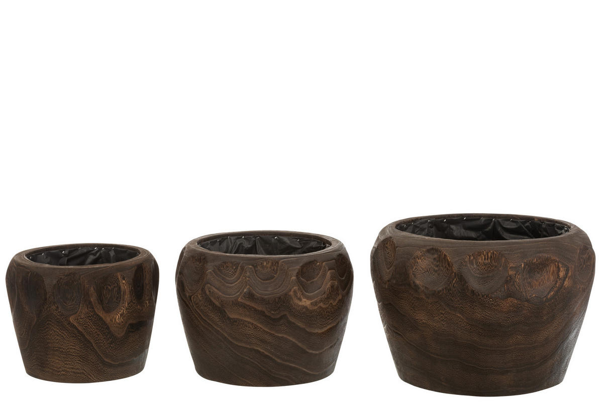 BLUMENTOPF THIBO - Holz - Braun - L - Ø 35 cm - Braun, Holz (35/23cm) - J-Line