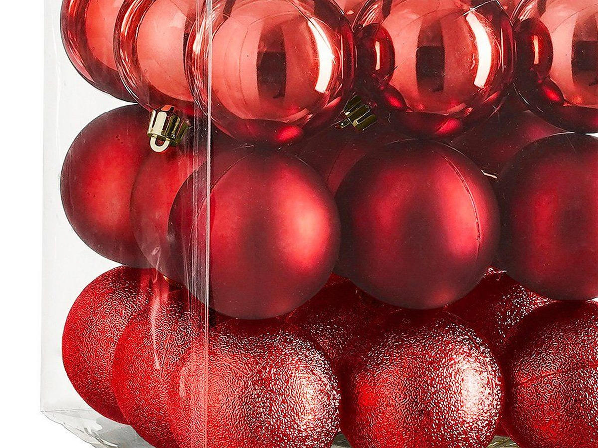 WEIHNACHTSBAUMSCHMUCK-SET 27-teilig Christbaumkugeln Rot Mix, Ø 6 cm, Kunststoff - Rot, Kunststoff (30/30/30cm) - LAALU