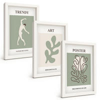 BILDER SET 3er Set - 20x30 cm Weißer Rahmen - Abstrakte Pflanzenfiguren - Weiß, Kunststoff (20/30cm) - TULUP
