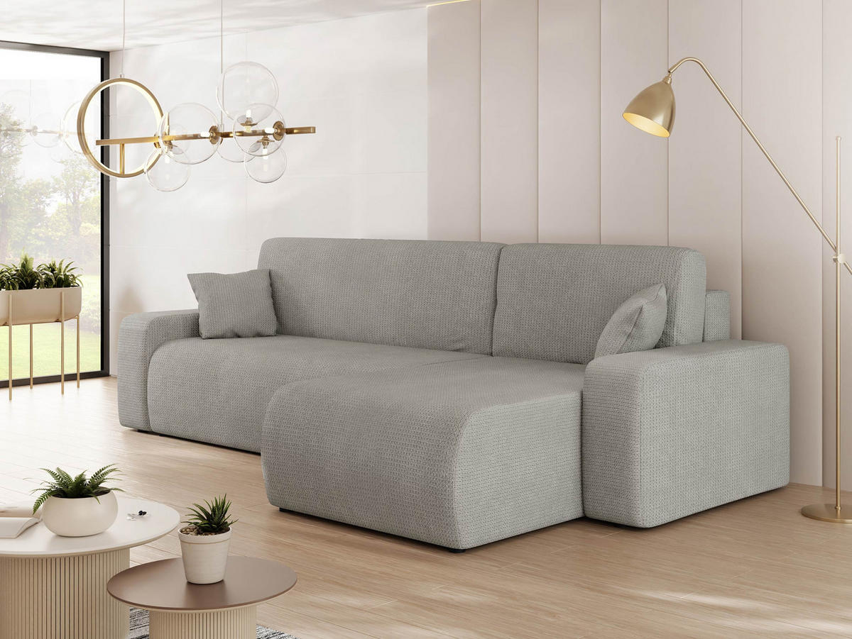 ECKSOFA Piano - Hellgrau/Schwarz, Holz/Kunststoff (244/145cm) - MIRJAN24