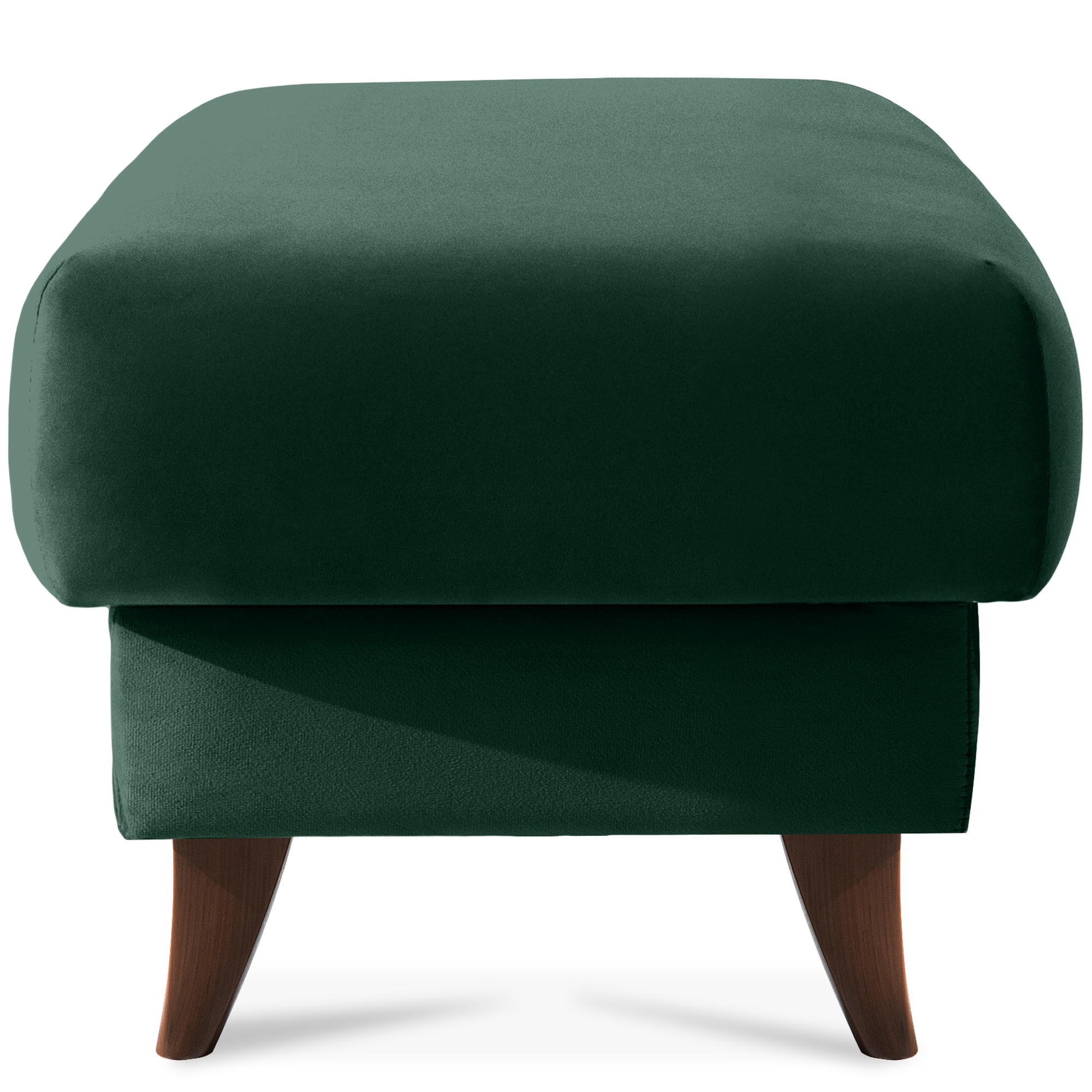 HOCKER GUSTAVO Fußstütze, Velours, Dunkelgrün - Dunkelgrün, Holz/Holzwerkstoff (53/49/53cm) - KONSIMO®