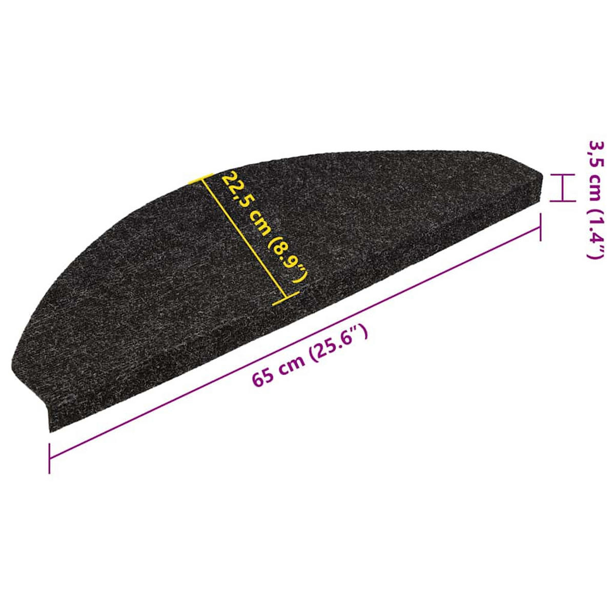 STUFENMATTEN-SET 65/22,5/3,5 cm, aus Nadelfilz, Anthrazit, 15er-Set - Grau, Textil (65/22.5/3.5cm) - vidaXL
