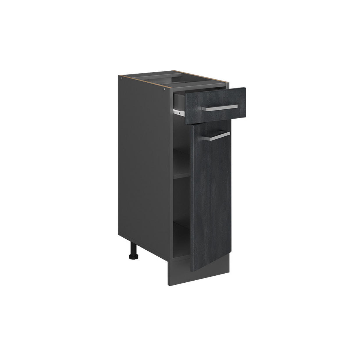 SCHUBLADENSCHRANK R-Line Schwarz Beton 30 cm AP Marmor - Anthrazit/Schwarz, Holzwerkstoff (30/81.6/60cm) - Vicco