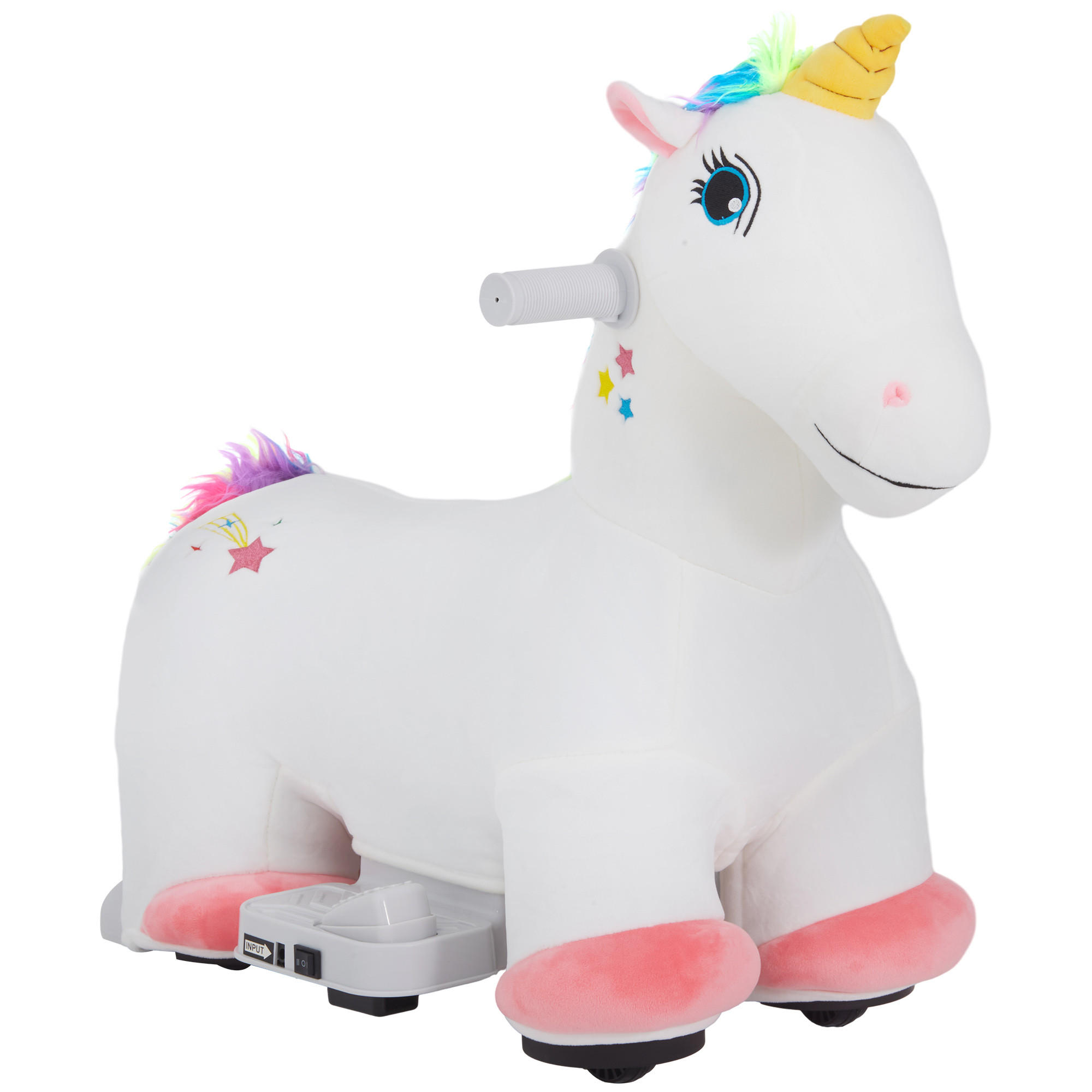 ELEKTRISCHES Pferd, Weiß, Polyester, Kunststoff, 69cm x 34cm x 53cm - Weiß, Kunststoff (69/34/53cm) - AIYAPLAY