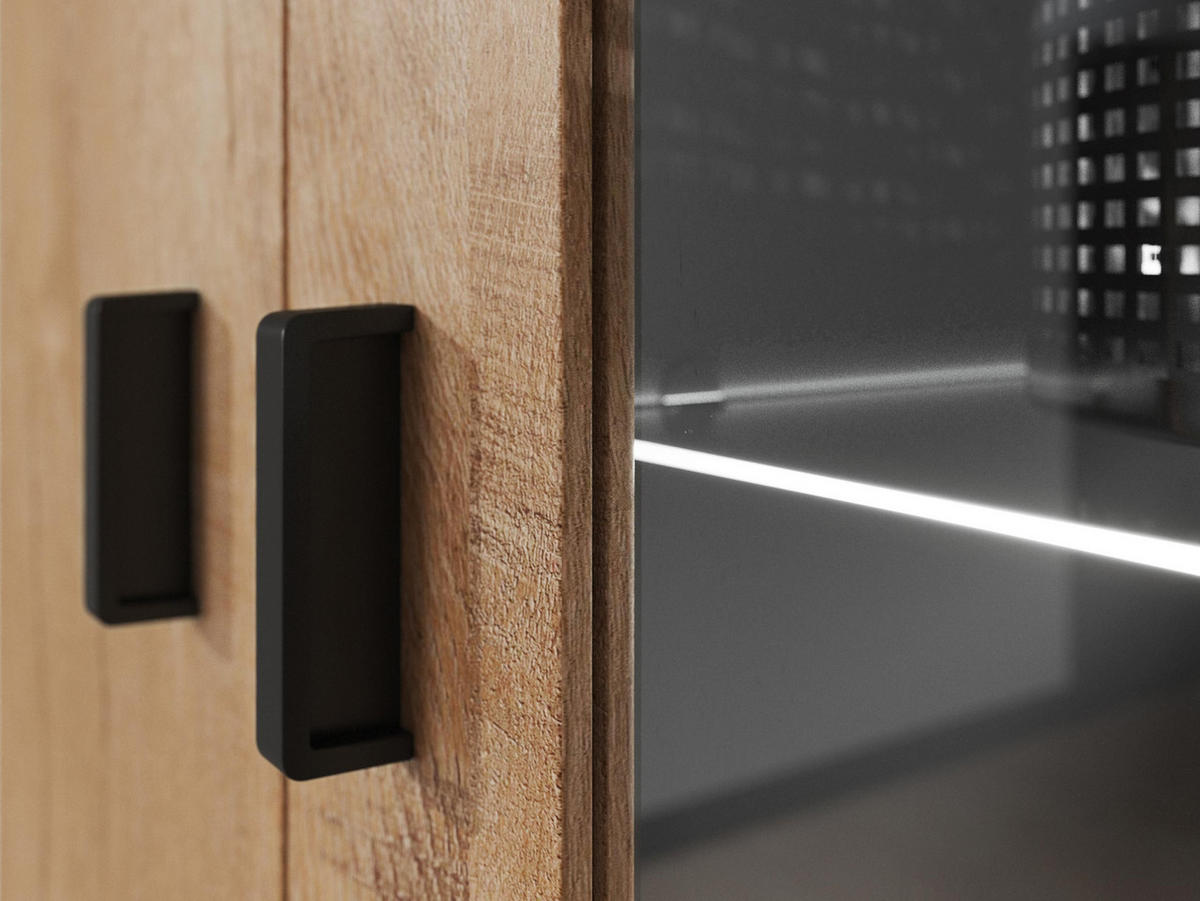 VITRINE Soho S06 - Silberfarben/Schwarz, Holzwerkstoff/Kunststoff (80/192/43cm) - MIRJAN24