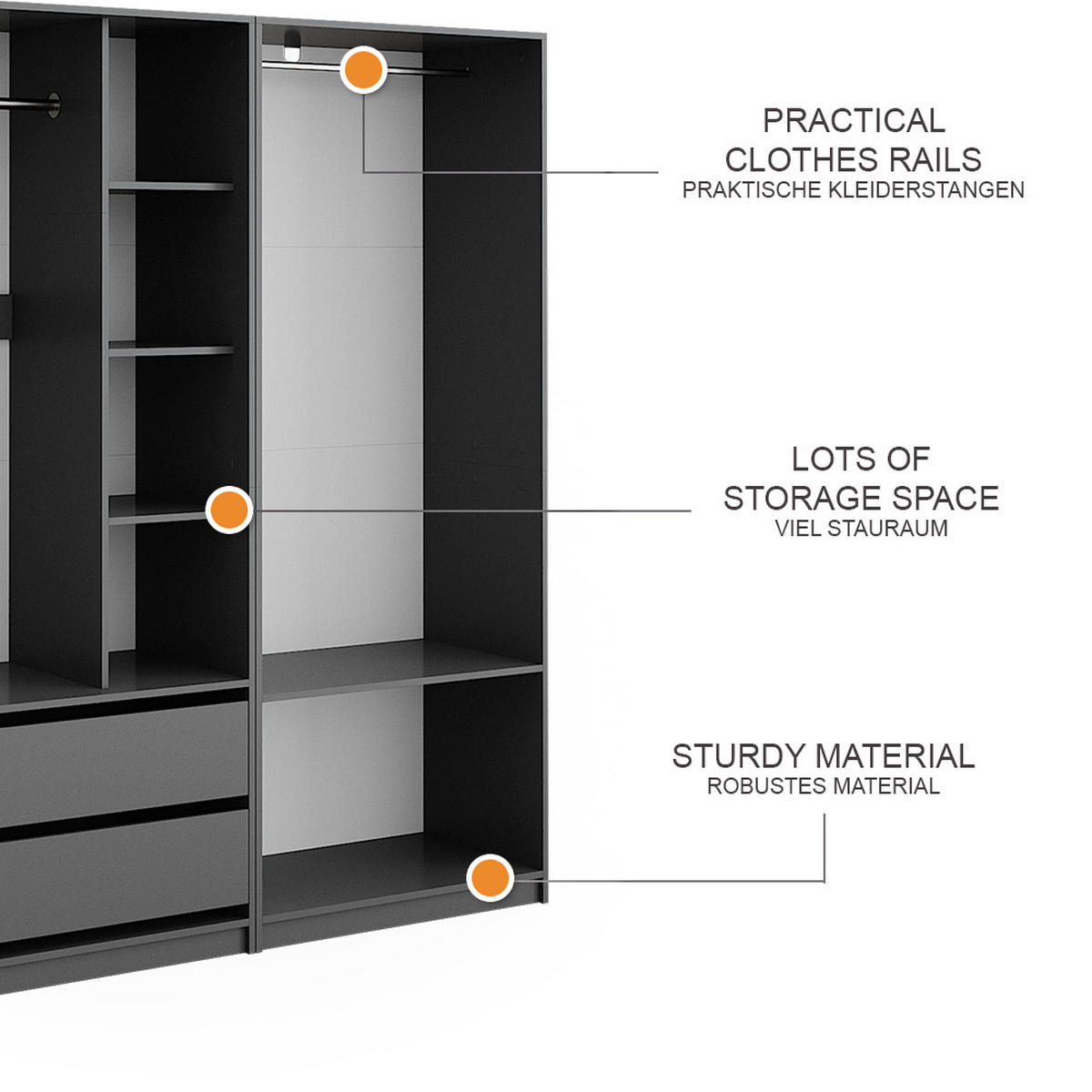 ŠATNÍ SKŘÍŇ Elmo Antracit - antracitová, kompozitní dřevo (180/200/50cm) - Vicco