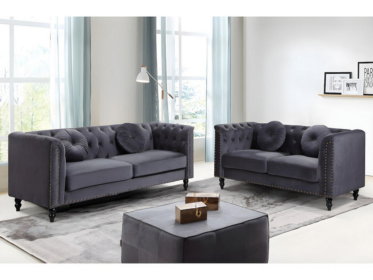 COUCHGARNITUR - 5 Personen - samt - anthrazitgrau Turner - Anthrazit, Textil (163/79/77cm) - Vente-Unique