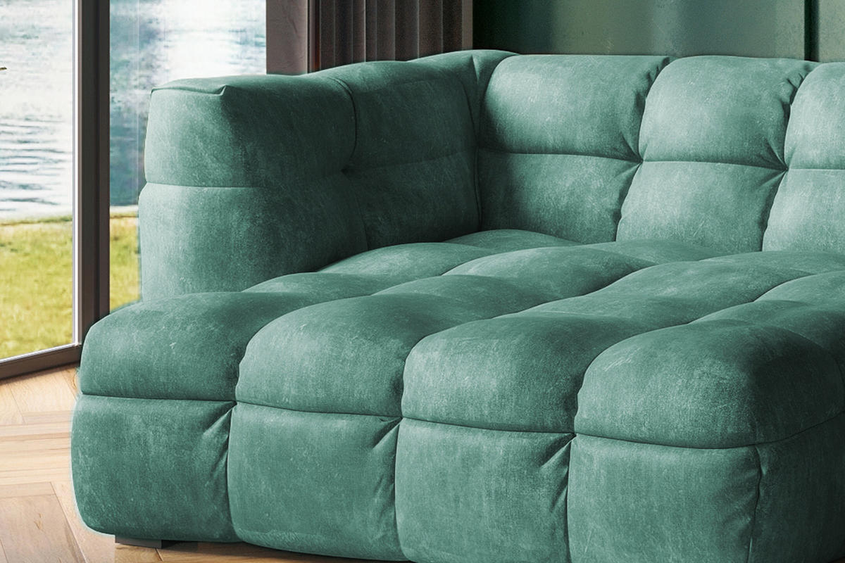 ECKSOFA RIO Petrol Velvet - Petrol/Schwarz, Textil (319/170cm) - KAWOLA