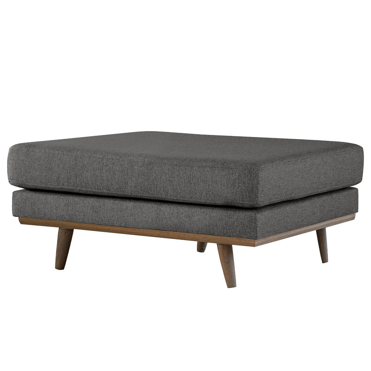 POLSTERHOCKER - Eichefarben/Dunkelgrau, Eichenholz/Textil (85/43/60cm) - home24