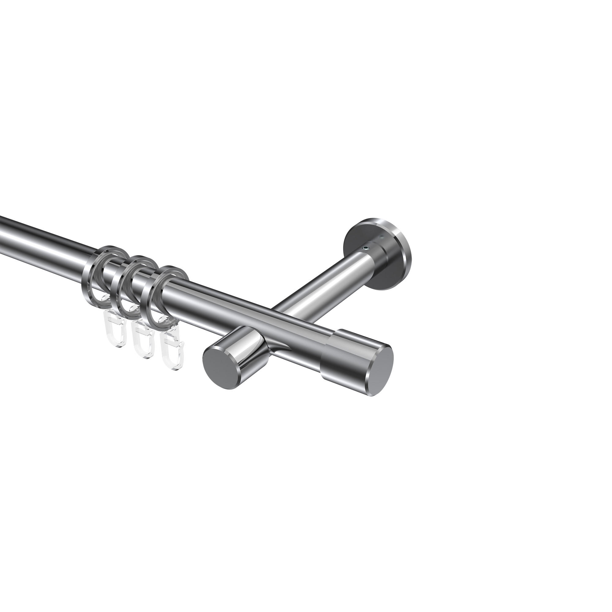 GARDINENSTANGEN-SET Prestige Santo 120 cm, 1-läufig, 20 mm Ø Chrom - Chromfarben, Metall (120cm) - INTERDECO