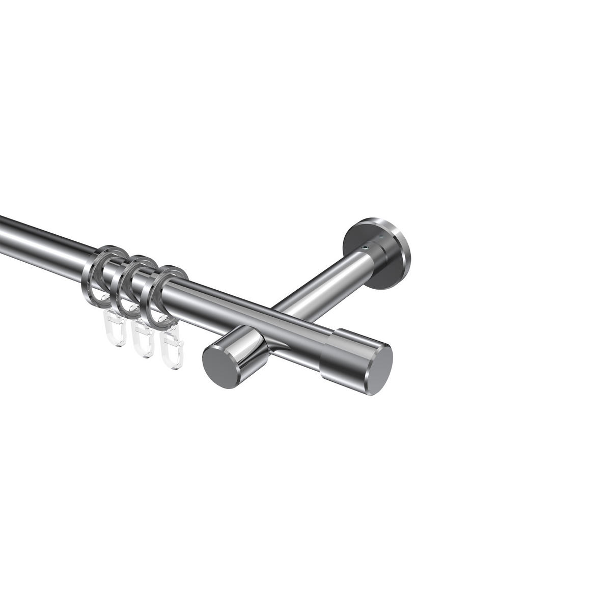 GARDINENSTANGEN-SET Prestige Santo 180 cm, 1-läufig, 20 mm Ø Chrom - Chromfarben, Metall (180cm) - INTERDECO