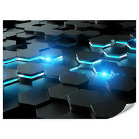 FOTOTAPETE für Jugendzimmer Schwarz Blau Hexagone 500x350 - Blau/Schwarz, Papier (500/350cm) - Muralo