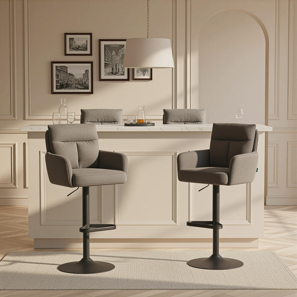 BARHOCKER Aris - Taupe/Schwarz, Textil/Metall (54/101/57cm) - DUBI Möbel