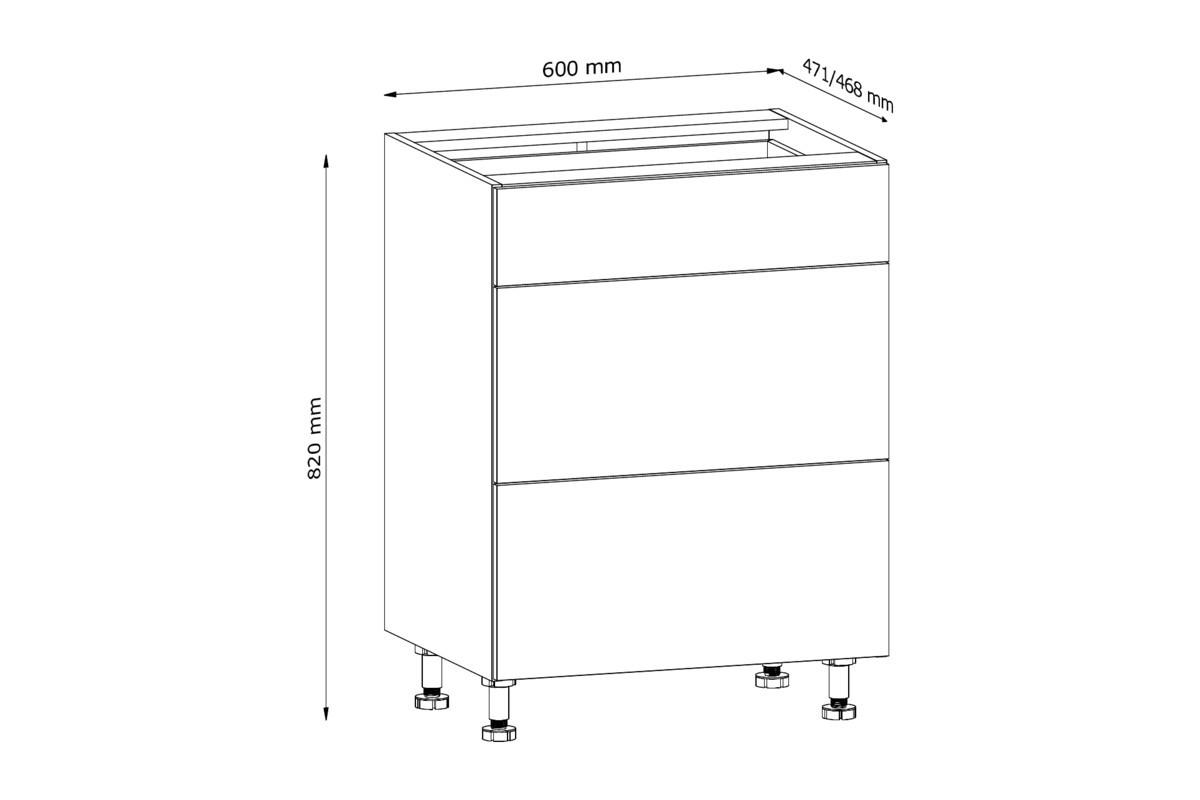 UNTERSCHRANK 60 cm – Nexa D60S3 – Woodline / Push-to-Open Mechanismus - Hellbraun, Holzwerkstoff (60/82/47cm) - ROYAL24_MARKT