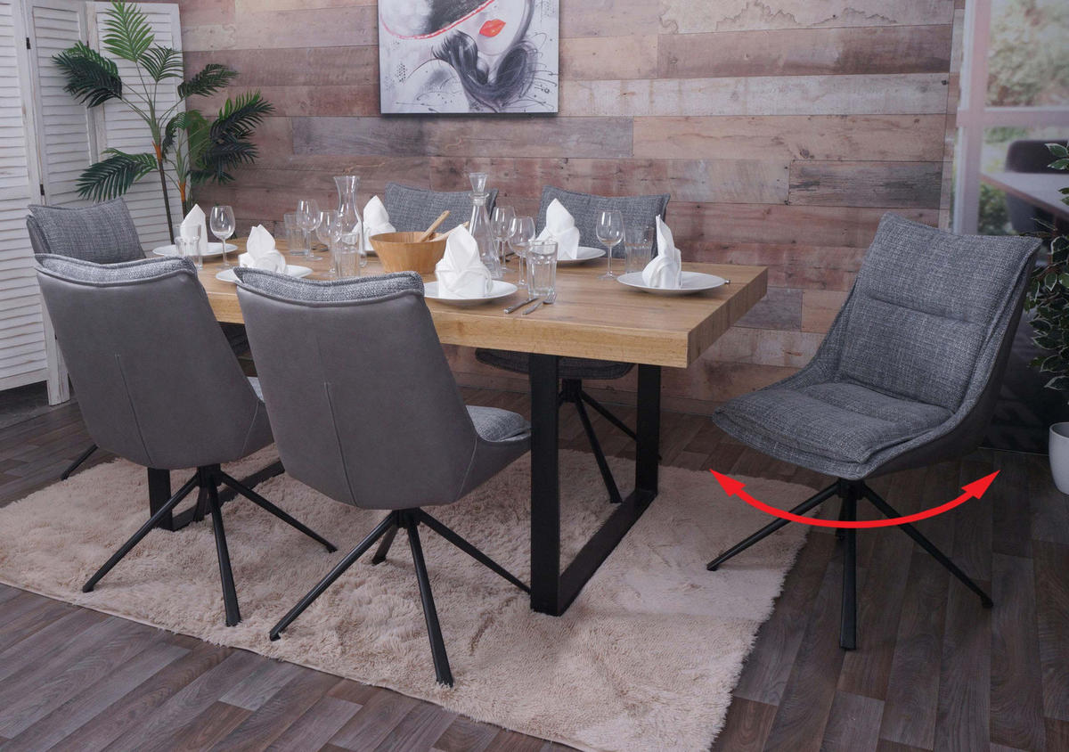 ESSZIMMERSTUHL Grau 6er-Set - Grau, Textil (52/92/52cm) - MCW