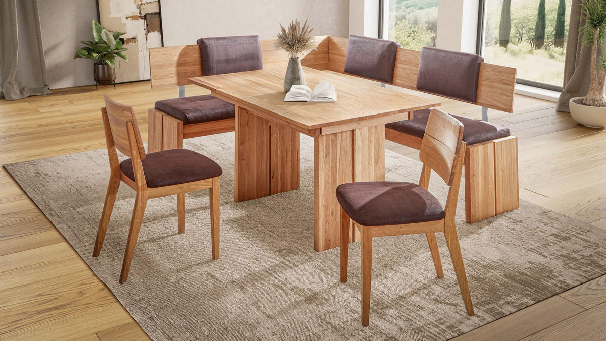 ECKBANKGRUPPE Modern Dani 2 für 7 Personen Massivholz Wildeiche/Braun - Wildeiche/Braun, Holz (167/85/192cm) - 58aufmkessel