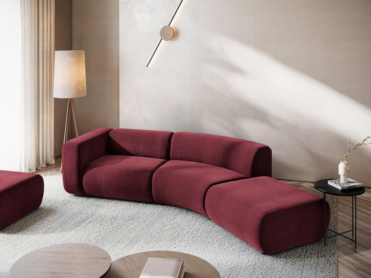 4-SITZER-SOFA Chenille Stoff Rot - Rot/Weinrot, Kunststoff/Textil (335/70/166cm) - Makamii