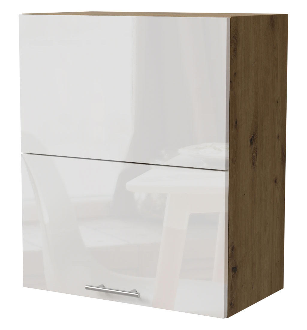 HÄNGESCHRANK Essen W8B/60-AV Eiche Artisan / Weiß Hochglanz 60 / 32,5 / 72cm - Weiß Hochglanz/Eiche Artisan, Holz/Holzwerkstoff (60/72/32.5cm) - Feldmann-Wohnen