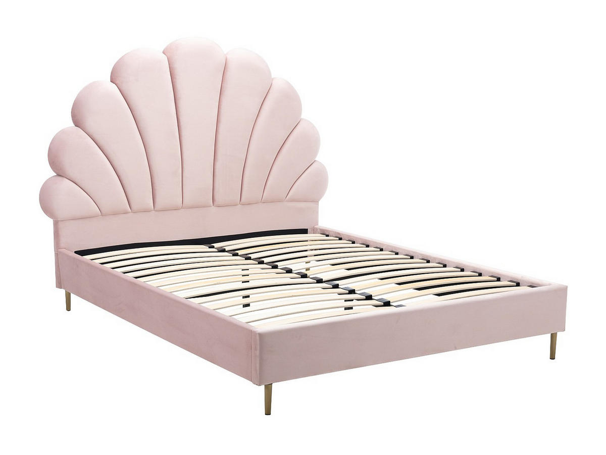 BETTRAHMEN - 2 Personen - samt - rosa Livaya - Pink, Textil/Metall (140/190cm) - Vente-Unique