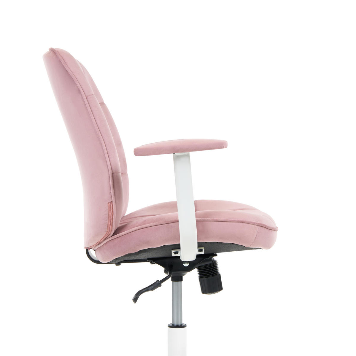 BÜROSTUHL Samtstoff Rosa Carlton - Pink/Weiß, Textil/Metall (60/87/60cm) - Beliani