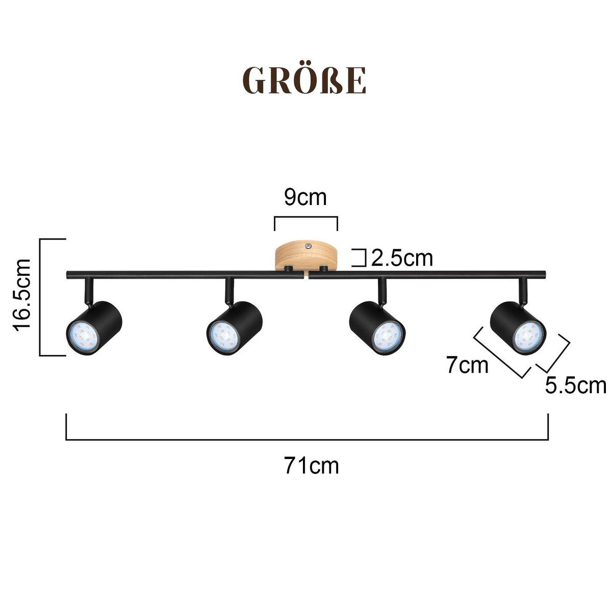 STRAHLER Hersfeld 4-flammig 71/6.5/16.5 cm - Schwarz, Metall (71/6.5/16.5cm) - Nettlife
