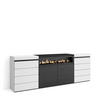 KOMMODE mit Schubladen, Elektrokamin, weiß und schwarz, 214/35/75 cm - Schwarz/Weiß, Holzwerkstoff (35/75/214cm) - Skraut Home