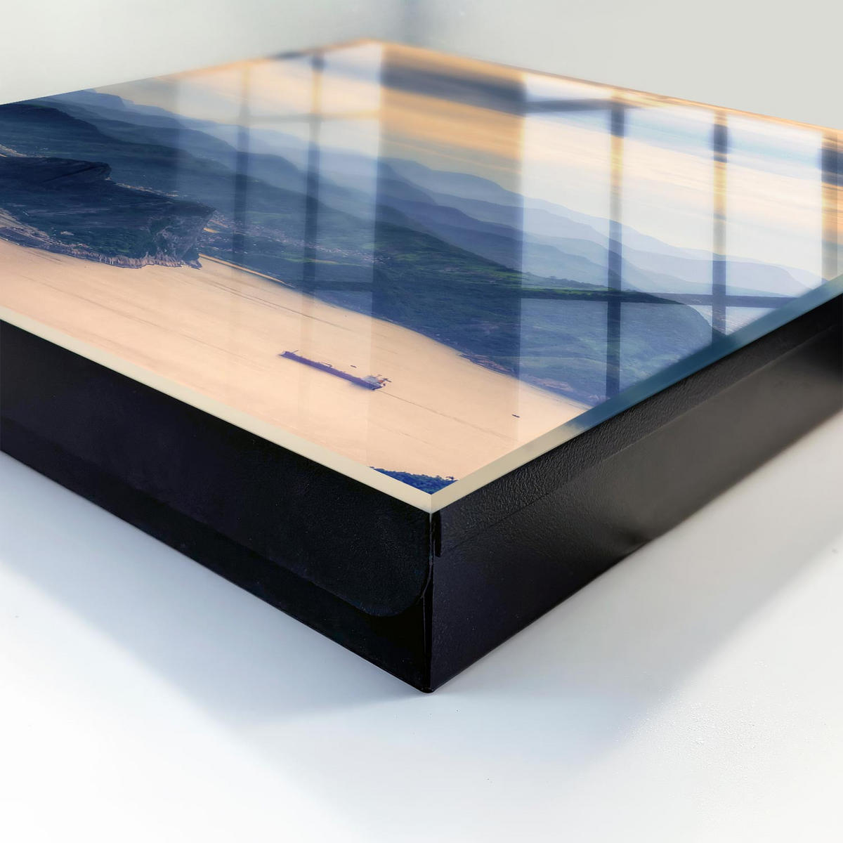 SCHLÜSSELBOX Schwarz 30x30 cm- Türöffnung nach rechts - Berglandschaft - Blau, Metall (30/30/5cm) - TULUP