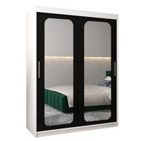 SCHWEBETÜRENSCHRANK 200/150/62 2-türig - Silberfarben/Schwarz, Holz/Kunststoff (150/200/62cm) - Abiks Möbel