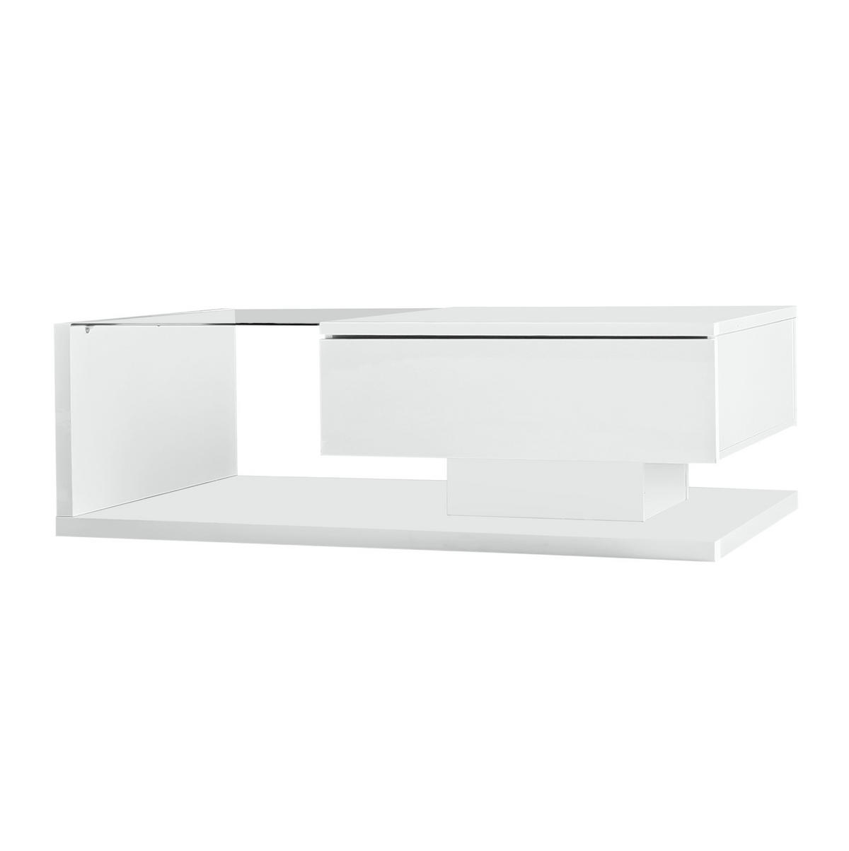 COUCHTISCH, Hochglanz-Weiß mit gehärtetem Glas und 16‑farbiger dimmbarer LED, 105/55/32,5 cm,Weiß - Weiß, Holzwerkstoff (105/55/32.5cm) - Redom