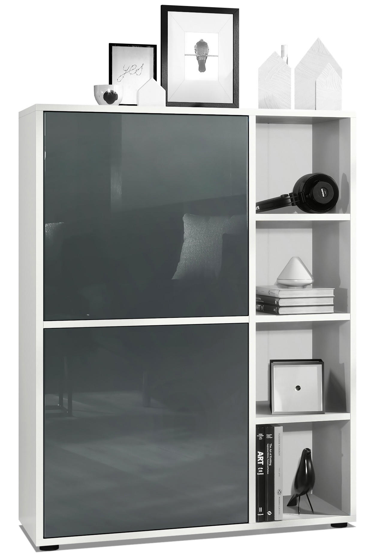 Vladon Highboard Grau 79x105.5x35.5 cm