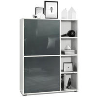 HIGHBOARD Cuba Türen in Grau Hochglanz - Grau, Holzwerkstoff (79/105.5/35.5cm) - Vladon