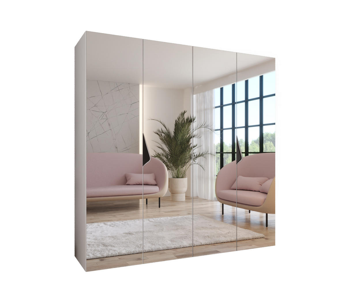 DREHTÜRENSCHRANK 202/200/52 4-türig - Schwarz/Weiß, Holz/Metall (200/202/52cm) - Abiks Möbel