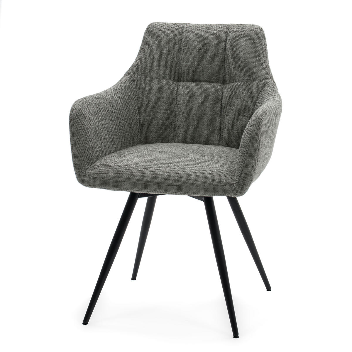 STUHL LUGANO drehbar gepolsterter mit Steppung - grau - Chenille - Schwarz/Grau, Textil/Metall (58/84/59cm) - NEW HOME