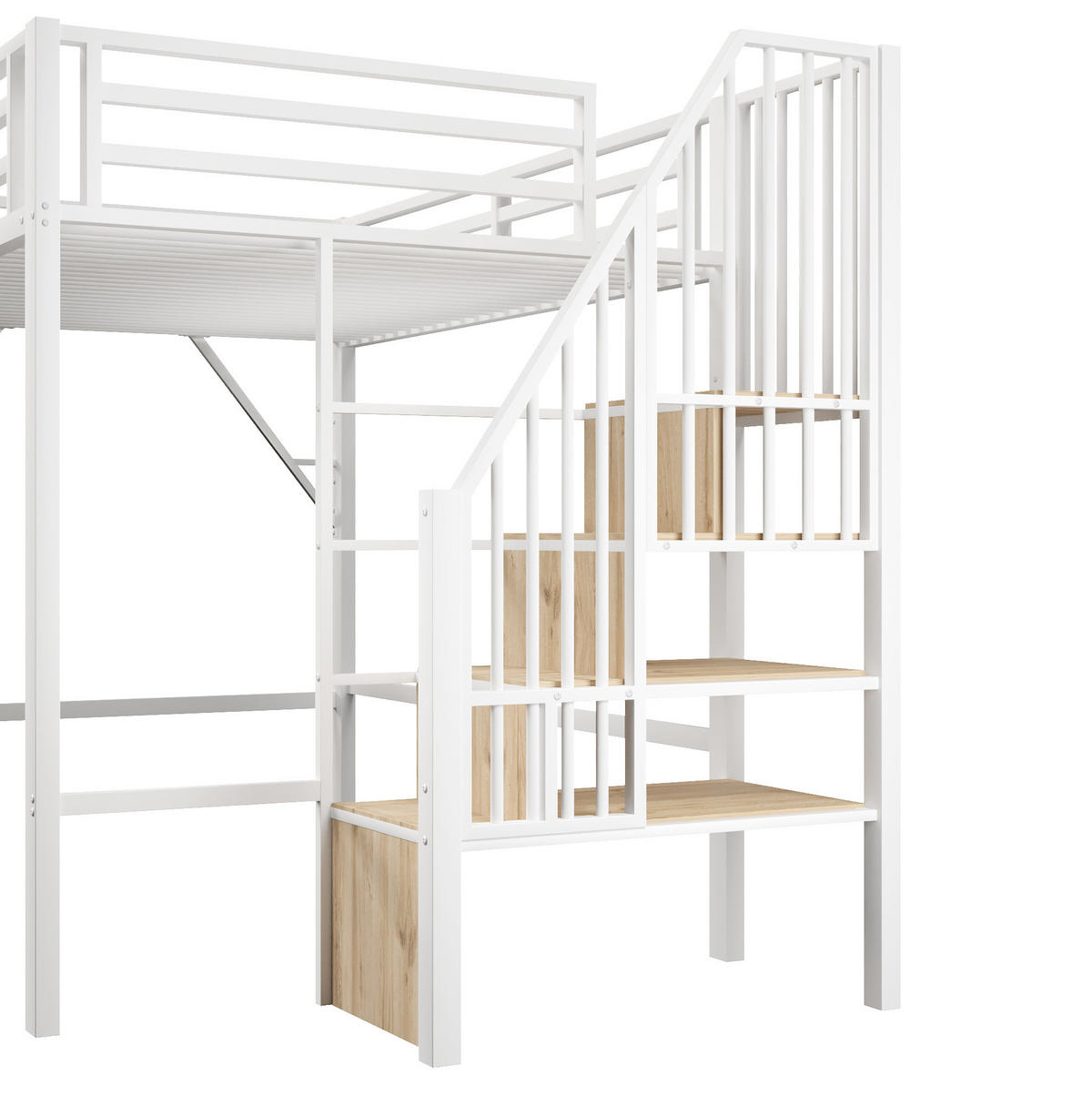 HOCHBETT 140/200 cm in Weiß mit Ablageleiter und offenem Spielbereich - Weiß, Holzwerkstoff (140/200cm) - Flora Grace