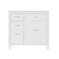 WASCHTISCHKOMBI 91.5/46.5/87 cm Weiß mit 2 Schubladen, ohne Wasserhahn - Goldfarben/Weiß, Holz/Holzwerkstoff (46.5/87/91cm) - Oxeza